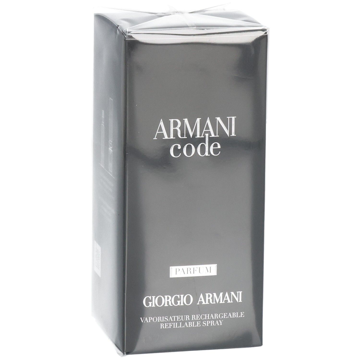 Fronte della confezione Giorgio Armani Armani Code Parfum, leggermente angolato.
