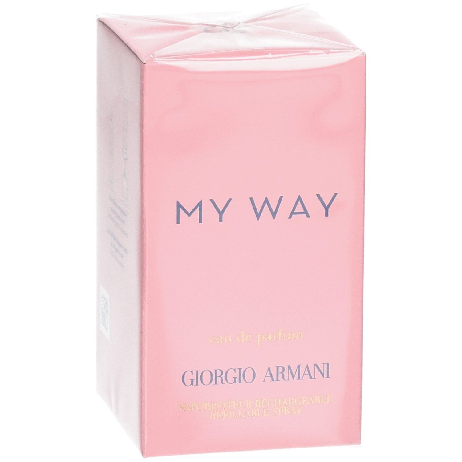 Giorgio Armani My Way Eau de Parfum, 50ml. Confezione rosa con scritte viola.