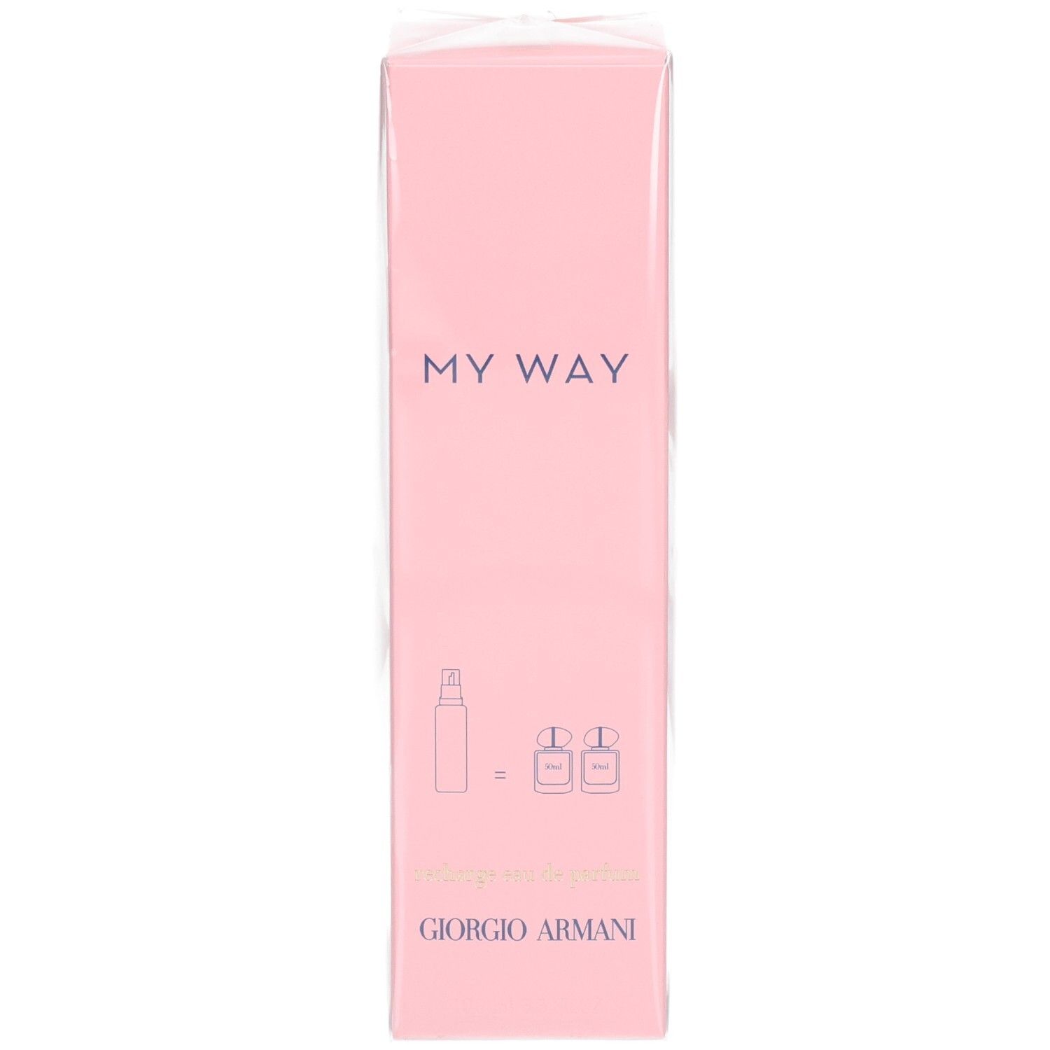 Ricarica Giorgio Armani My Way Eau de Parfum in confezione rosa con illustrazione.