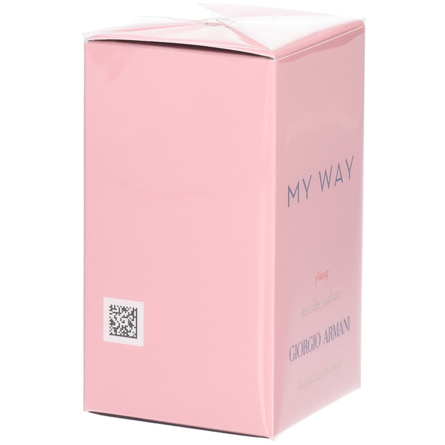 Confezione Giorgio Armani My Way Ylang Eau de Parfum 50ml con QR code.