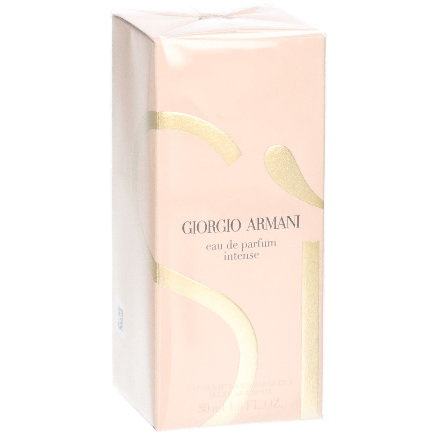 Confezione Giorgio Armani Sì Eau de Parfum Intense Ricaricabile 50 ml, obliquo.