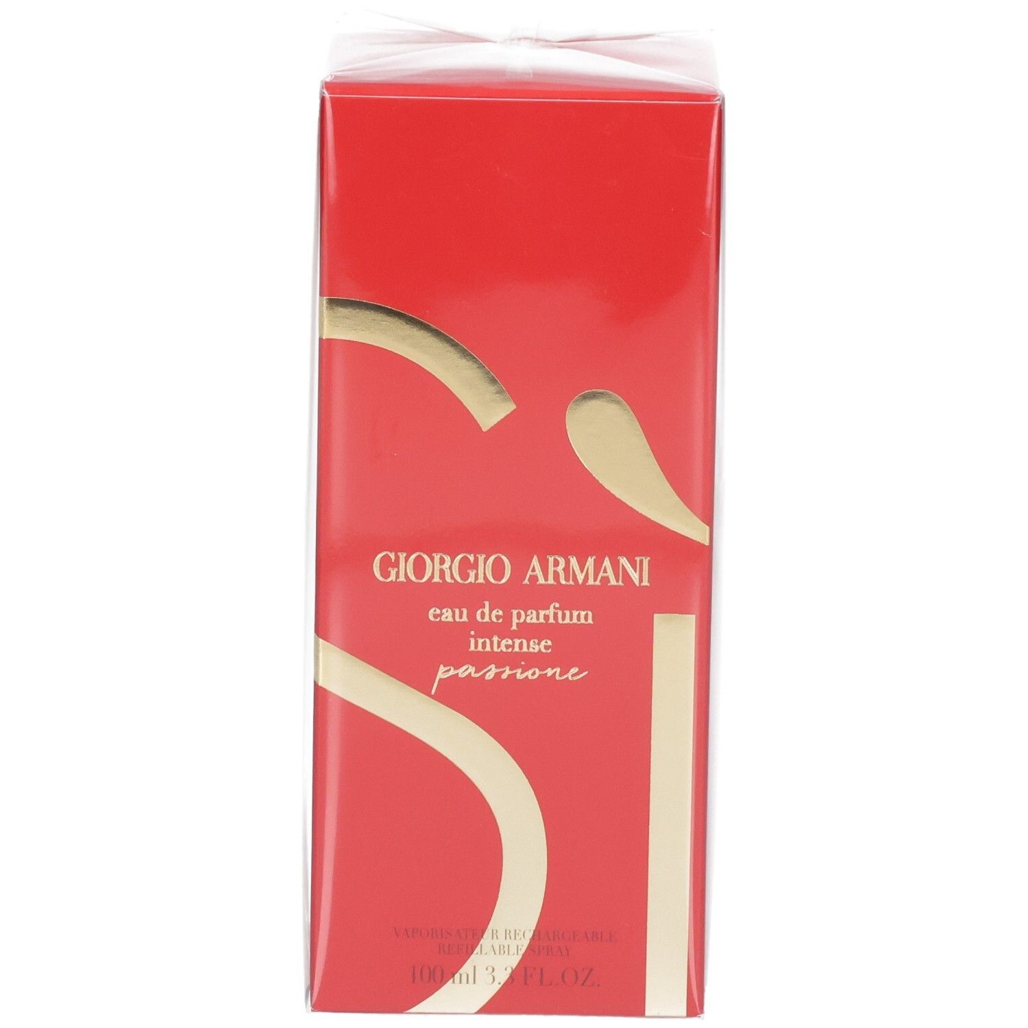 Giorgio Armani Si Passione Eau de Parfum Intense, confezione rossa con logo Si dorato.