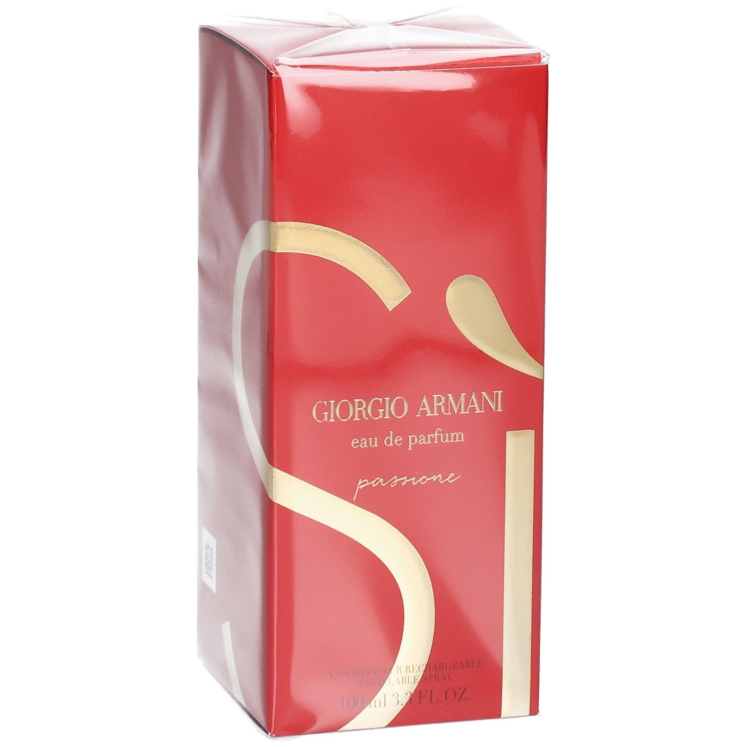 Giorgio Armani Si Passione Eau de Parfum, confezione rossa con scritte dorate e logo SI.
