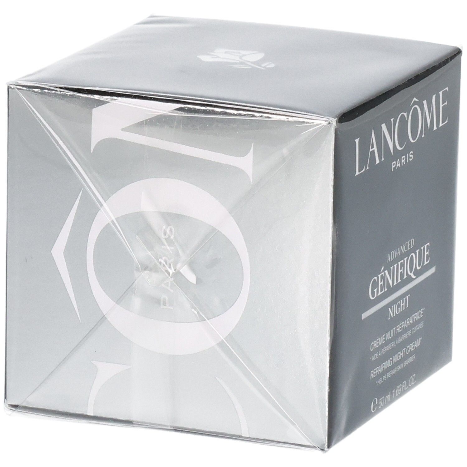 Confezione Lancôme Advanced Génifique Crema Notte, accenti argentati, 50 ml.