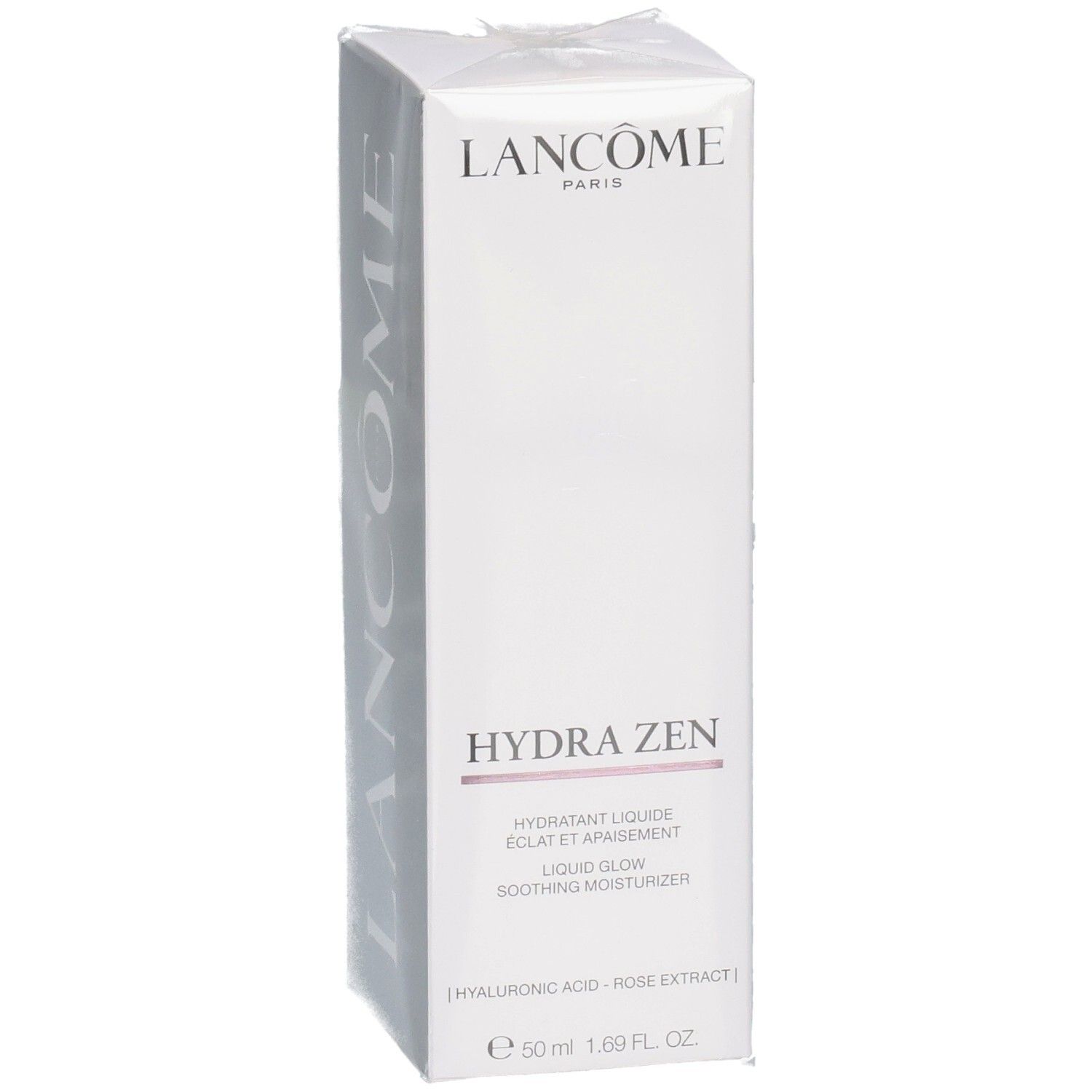 Fluido idratante Lancôme Hydra Zen, confezione con logo Lancôme argentato.