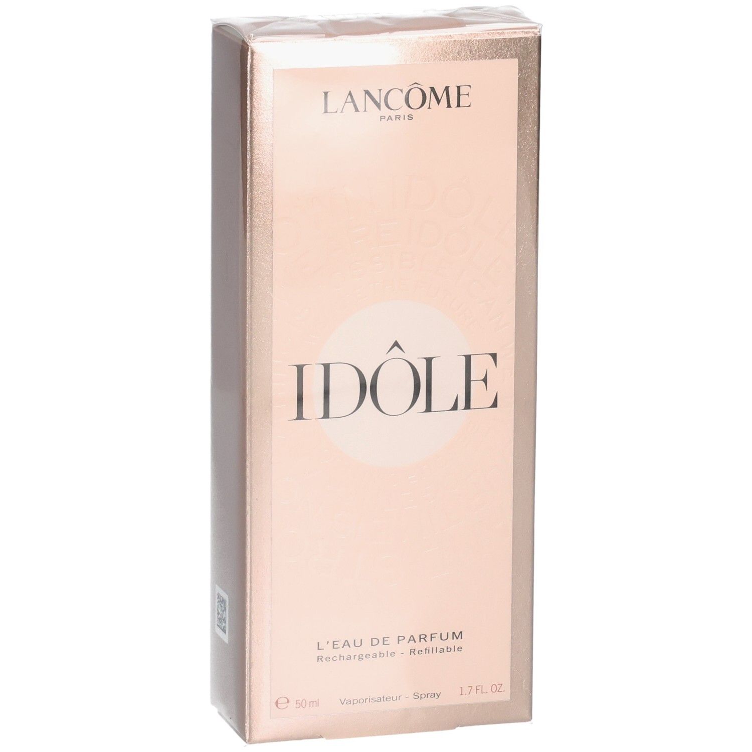 Lancôme Idôle Eau de Parfum flacone 50ml su scatola rosa.
