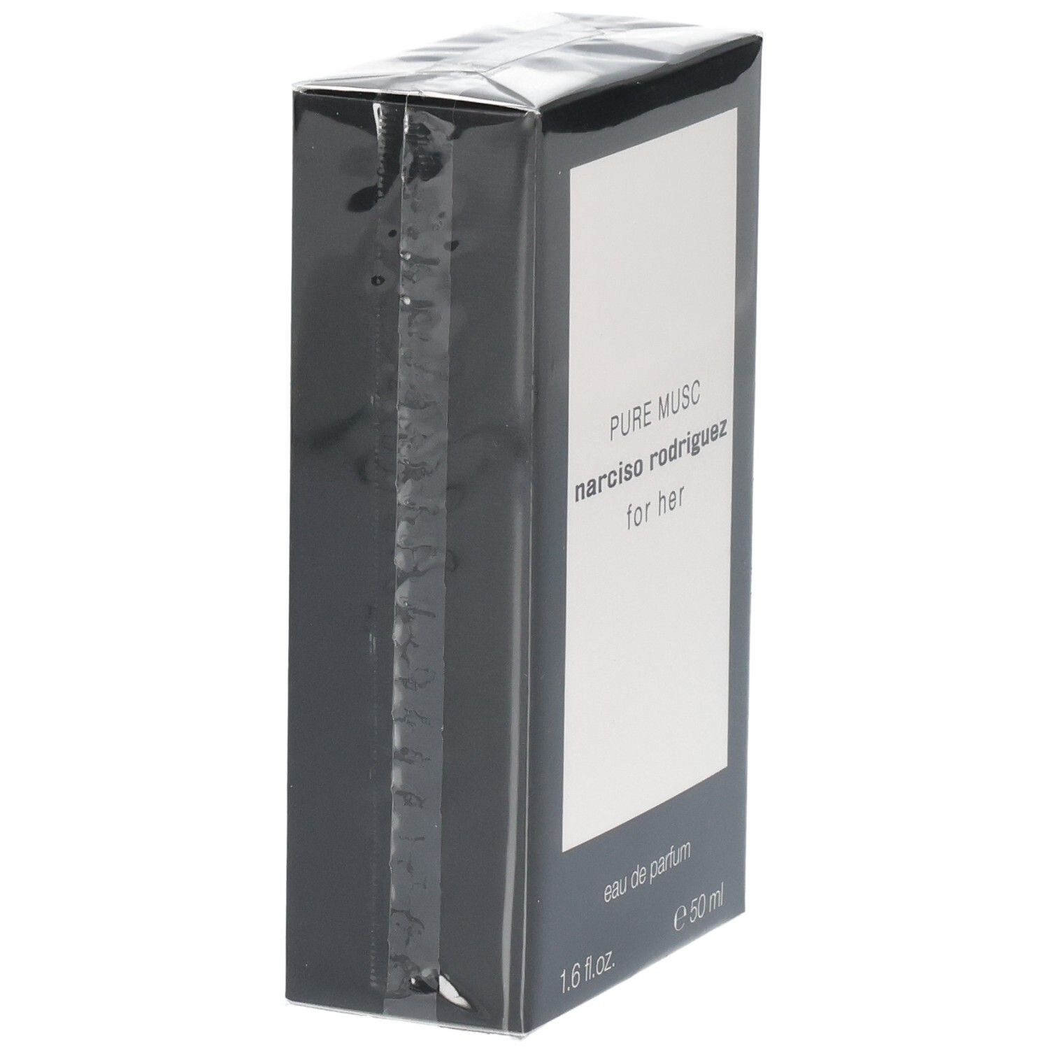 Confezione del profumo Narciso Rodriguez For Her Pure Musc Eau de Parfum, 50 ml, vista di lato.