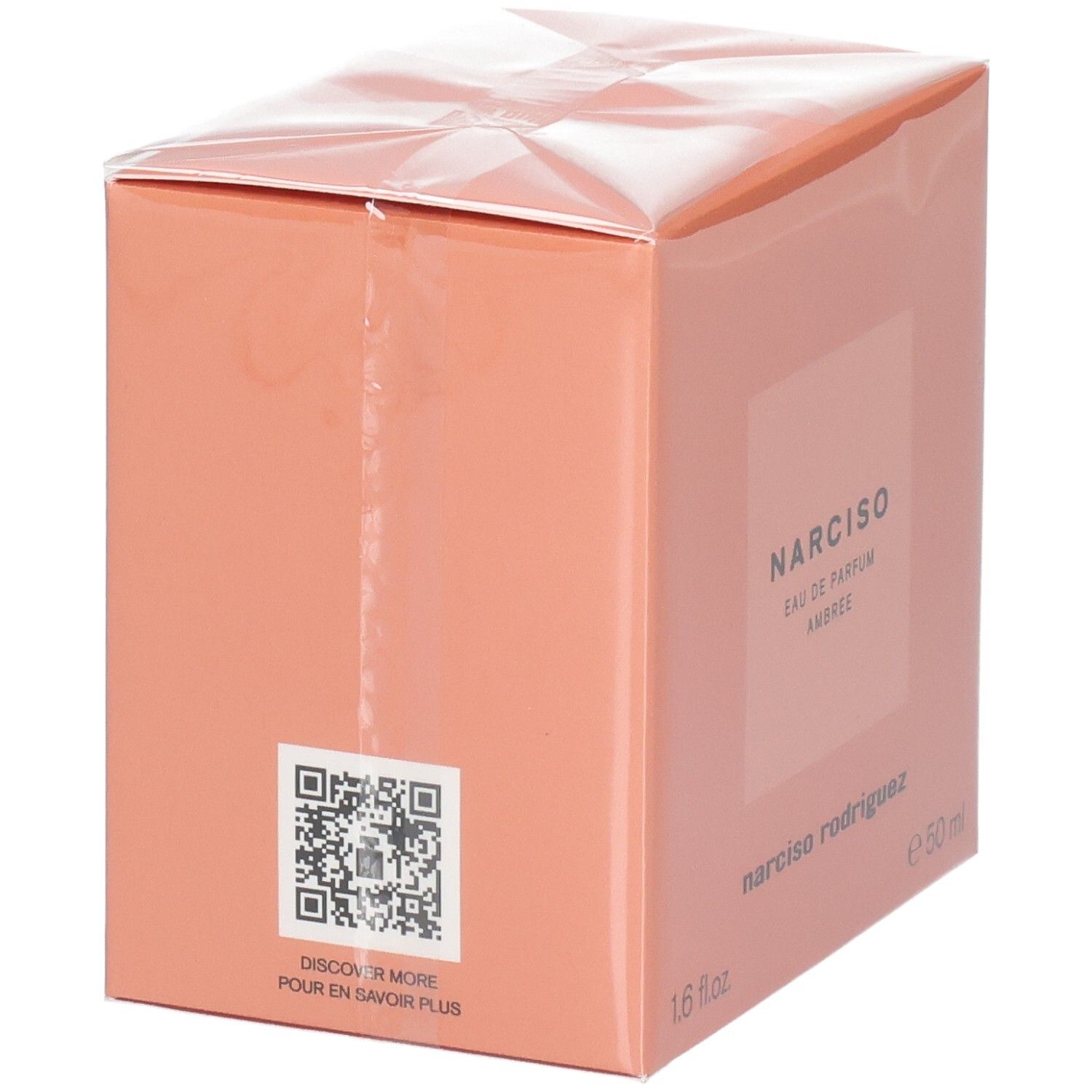 Confezione di Narciso Rodriguez Eau de Parfum Ambrée con codice QR.