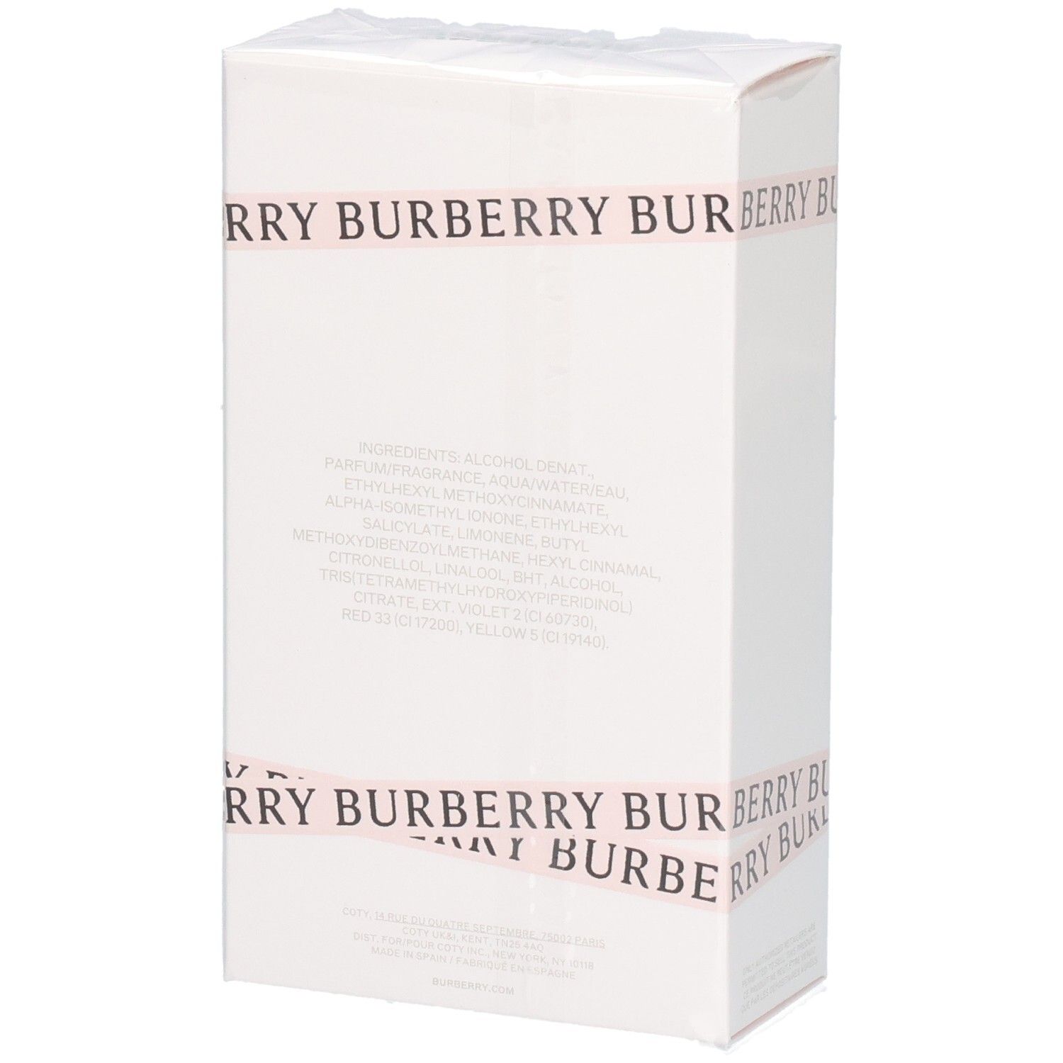 Retro della confezione di Burberry Her Eau de Parfum, 100 ml.