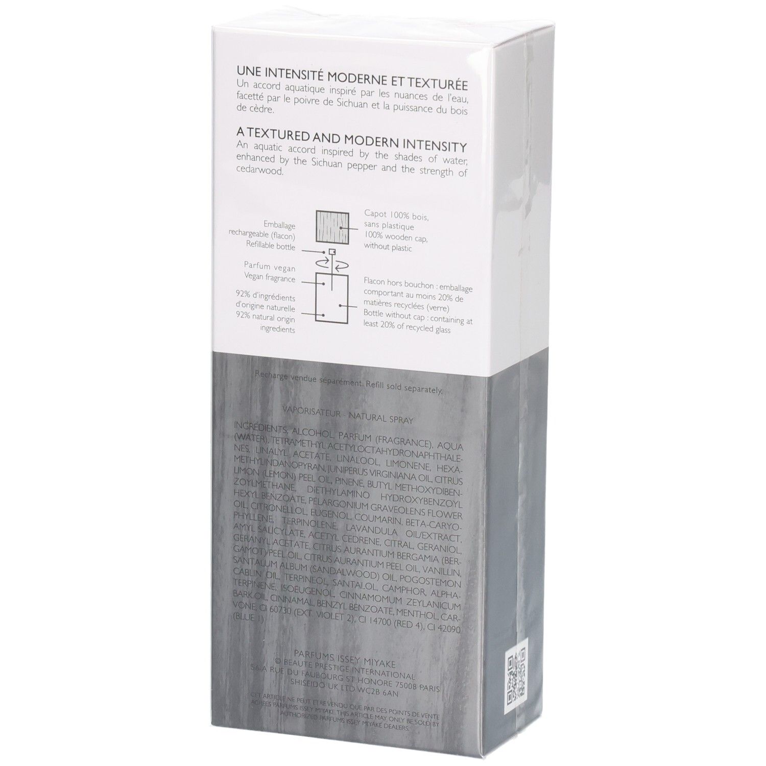 Issey Miyake L'Eau d'Issey Pour Homme Eau de Parfum scatola, retro con testo.