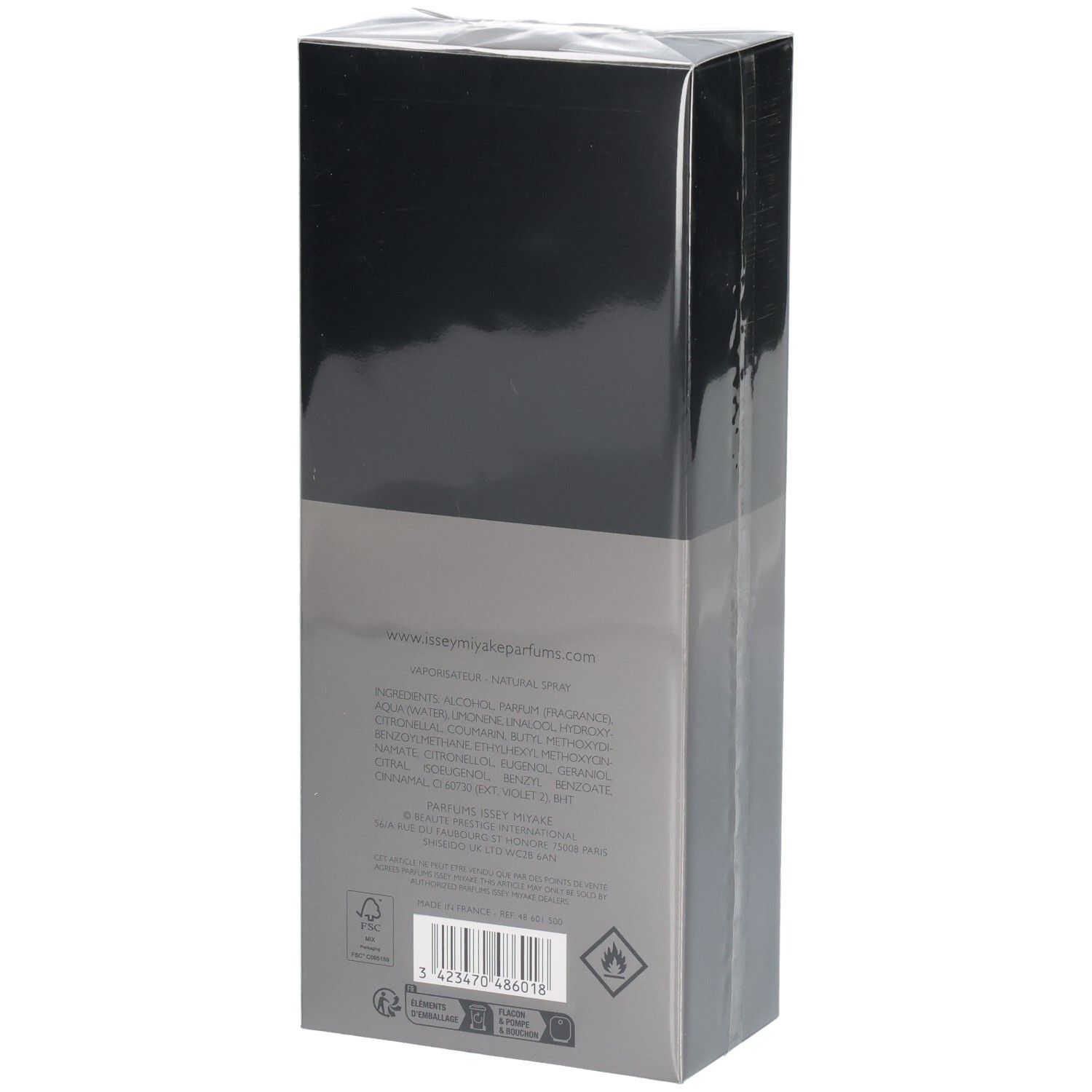 Retro della scatola Issey Miyake L'Eau d'Issey Pour Homme Intense Eau de Toilette.