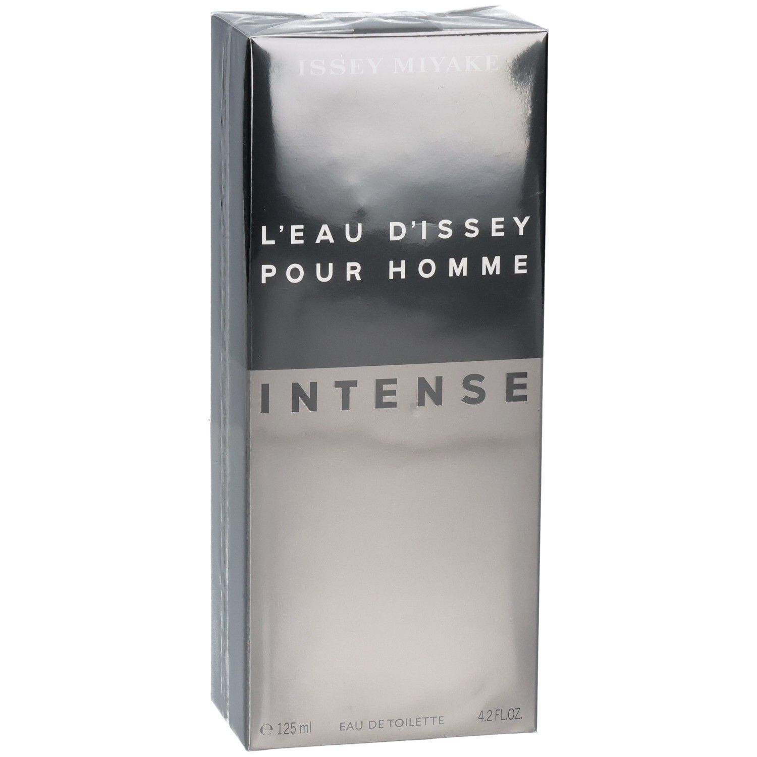 Scatola Issey Miyake L'Eau d'Issey Pour Homme Intense Eau de Toilette, in diagonale.