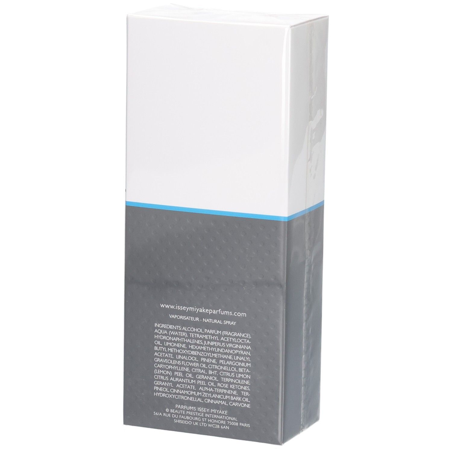 Retro della confezione di Issey Miyake L'Eau d'Issey Pour Homme Sport Eau de Toilette con ingredienti.