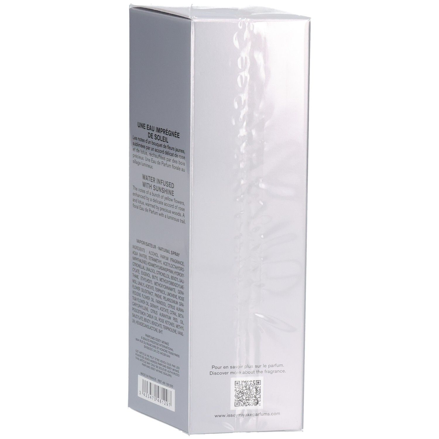 Issey Miyake L'Eau d'Issey Eau de Parfum 50ml, retro con ingredienti.