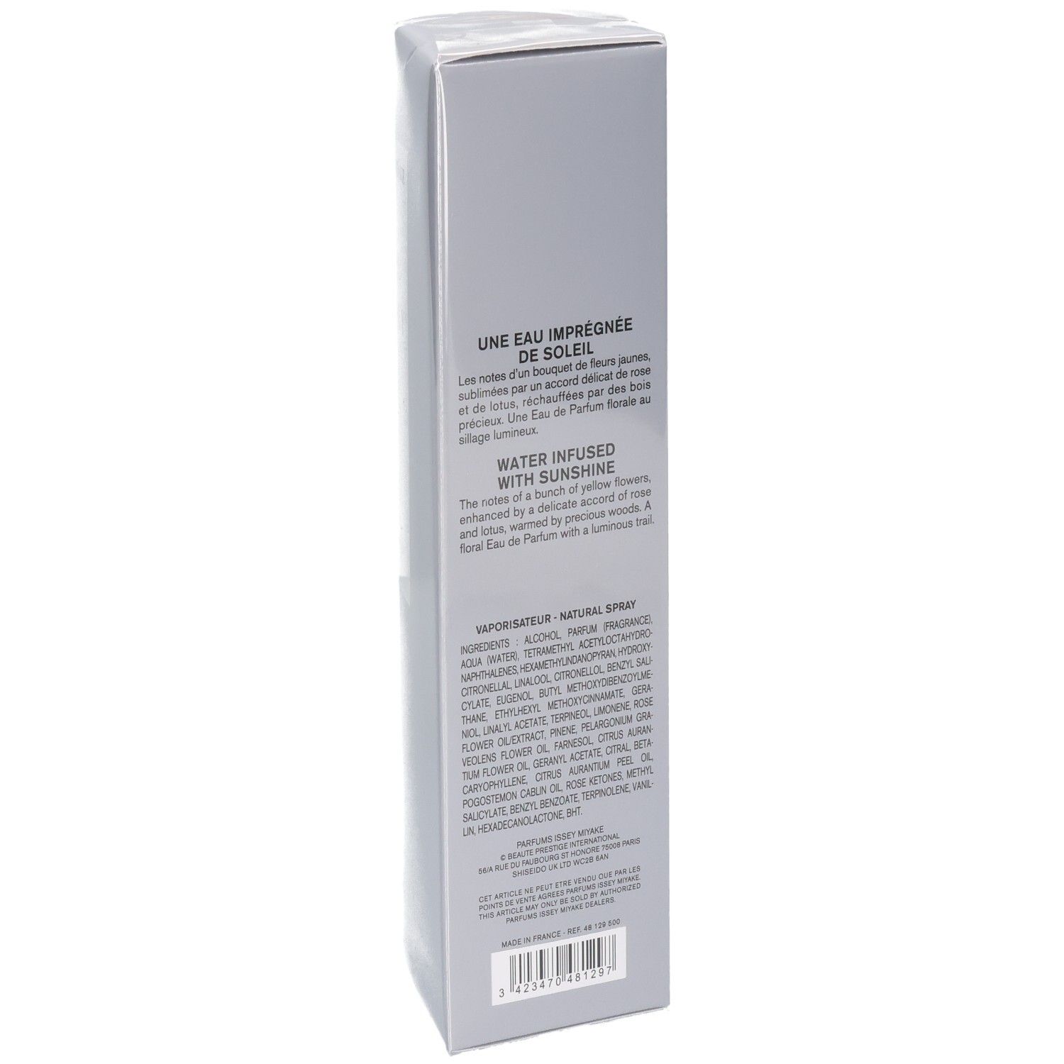 Issey Miyake L'Eau d'Issey Eau de Parfum 50ml, retro con descrizione.