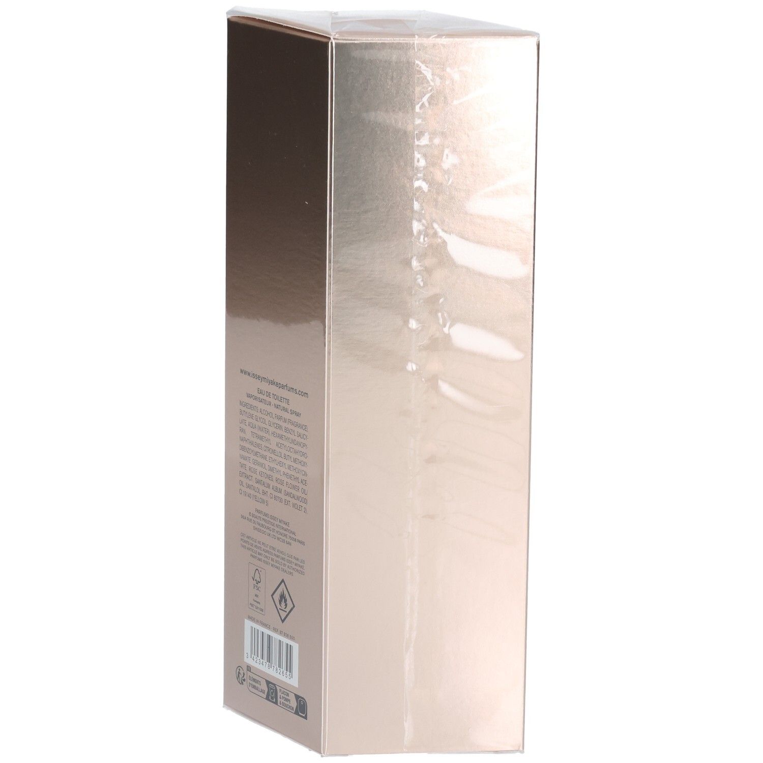Issey Miyake Nectar d'Issey Petale de Nectar Eau de Toilette retro della confezione con ingredienti.