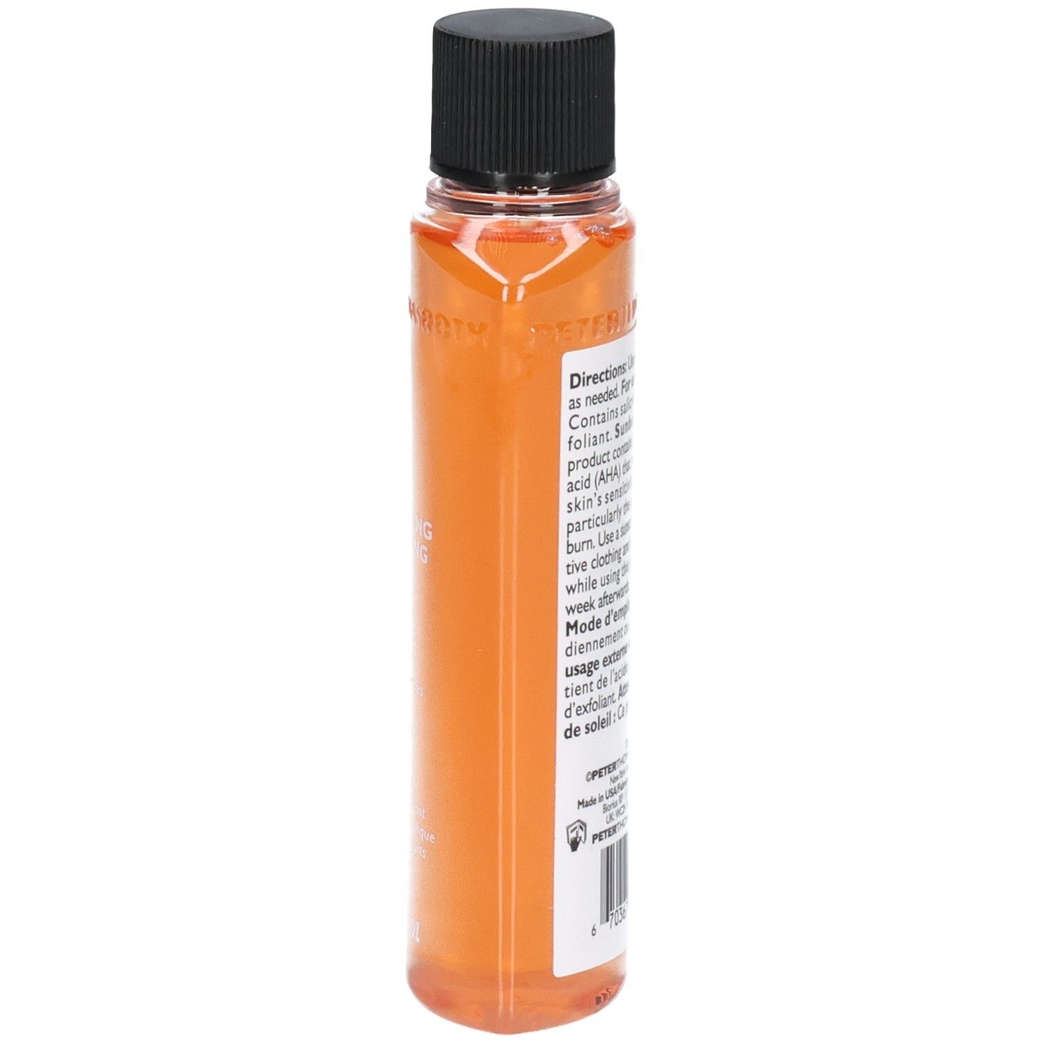 Gel Detergente Anti-Età Peter Thomas Roth, 57 ml. Vista laterale del flacone di gel arancione.