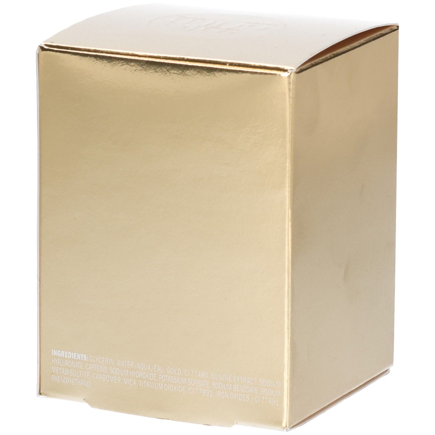 Scatola dorata della Maschera 24K Gold di Peter Thomas Roth con ingredienti stampati.