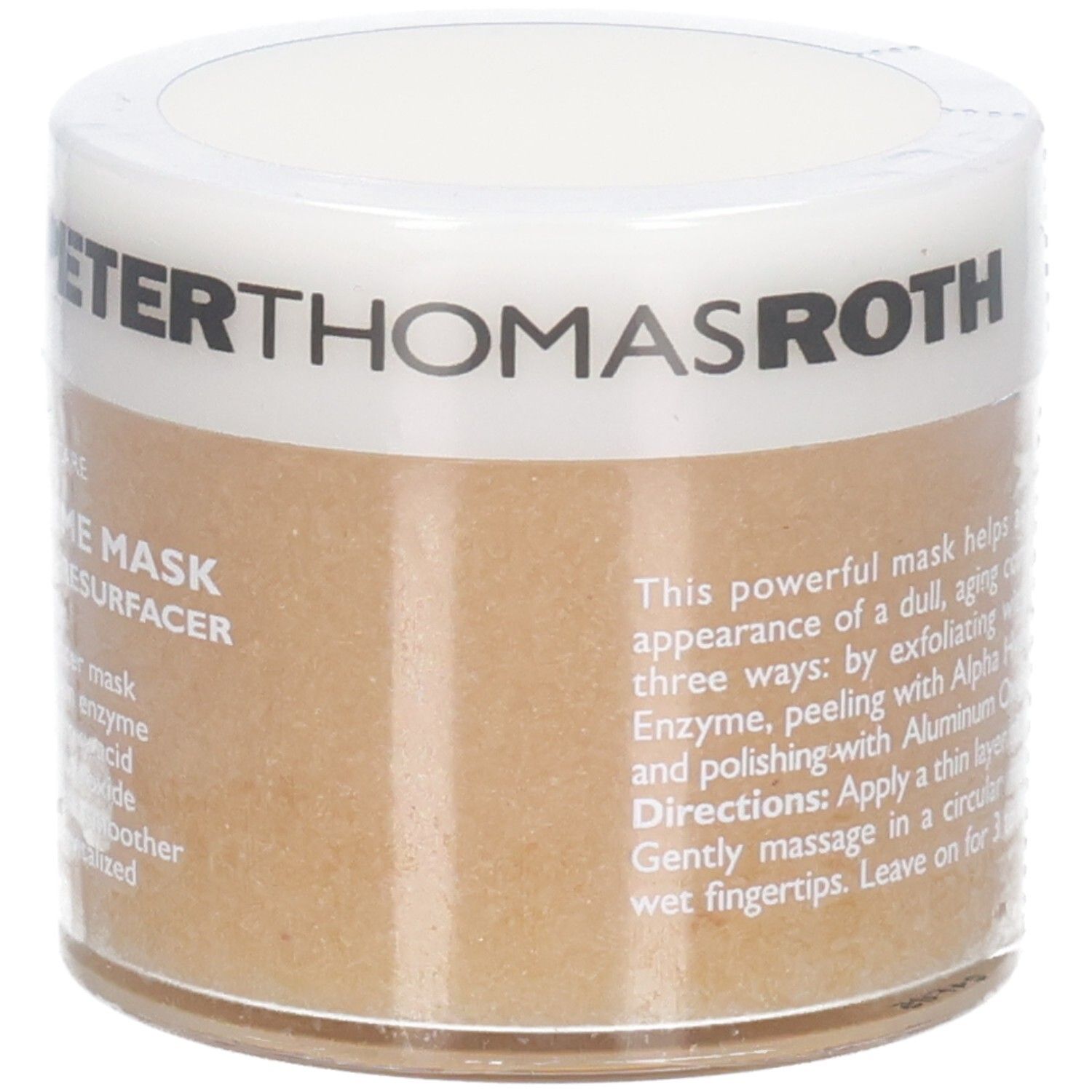 Maschera alla zucca Peter Thomas Roth, 50ml. Esfolia con enzima di zucca, lucida con ossido di alluminio.