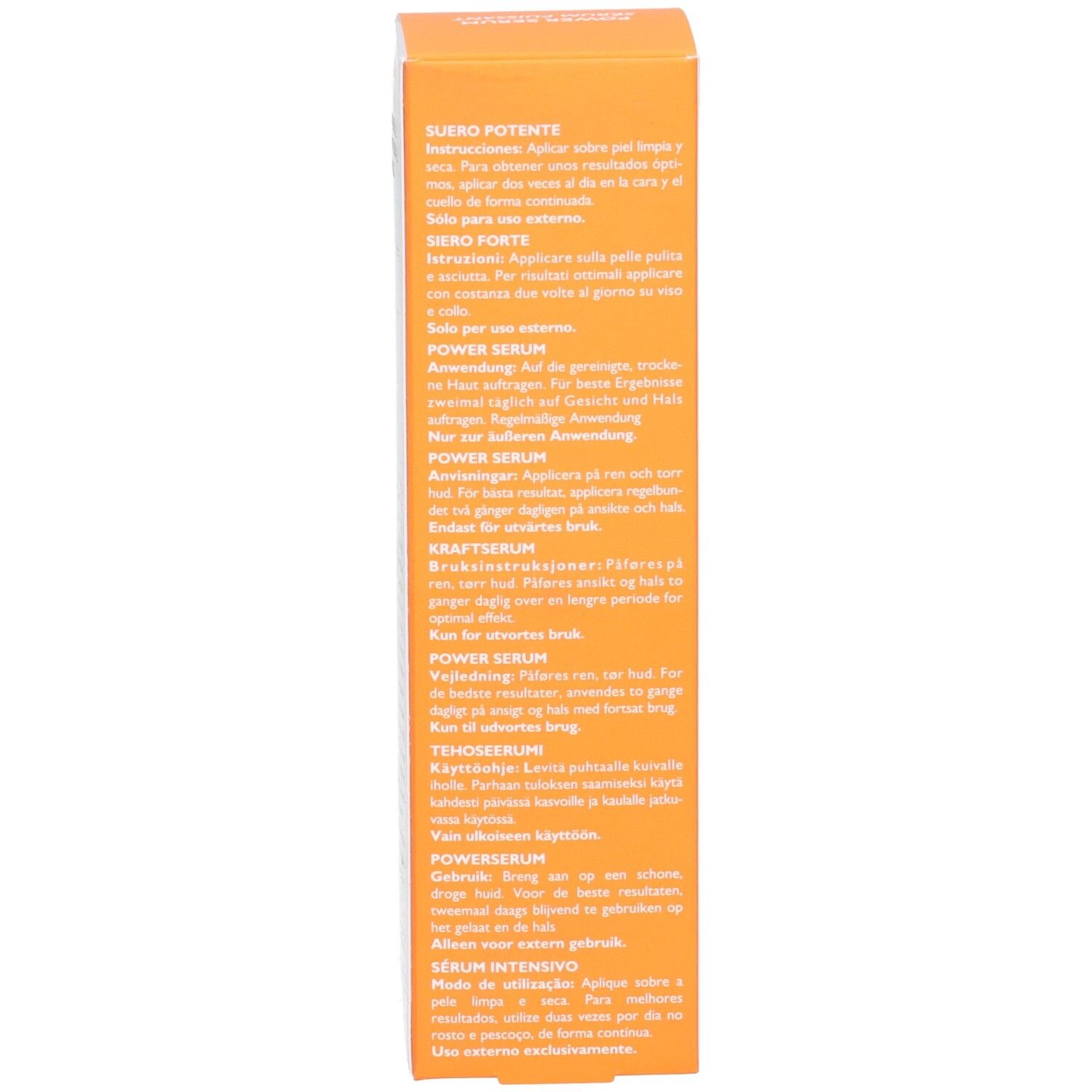 Retro della confezione Peter Thomas Roth Potent C Power Serum con istruzioni.