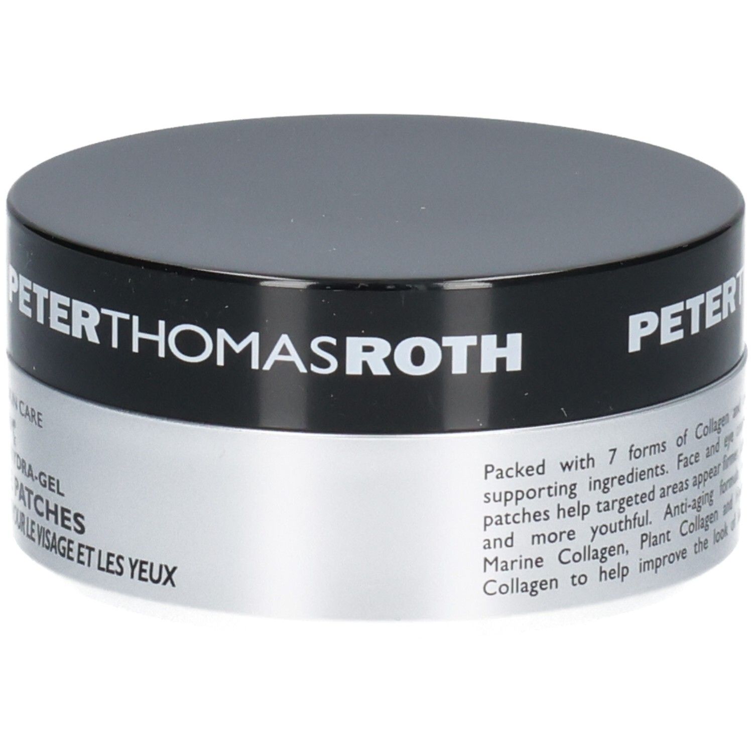 Vasetto Peter Thomas Roth con patch occhi rassodanti al collagene per viso e occhi.