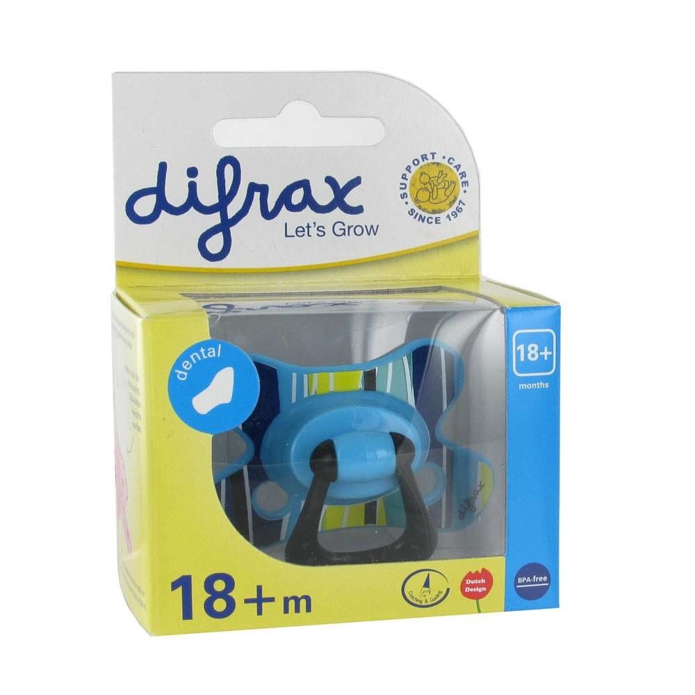 Difrax Soother Orthodontic Extra Strong Solid +18M Yellow/Blue Stripes