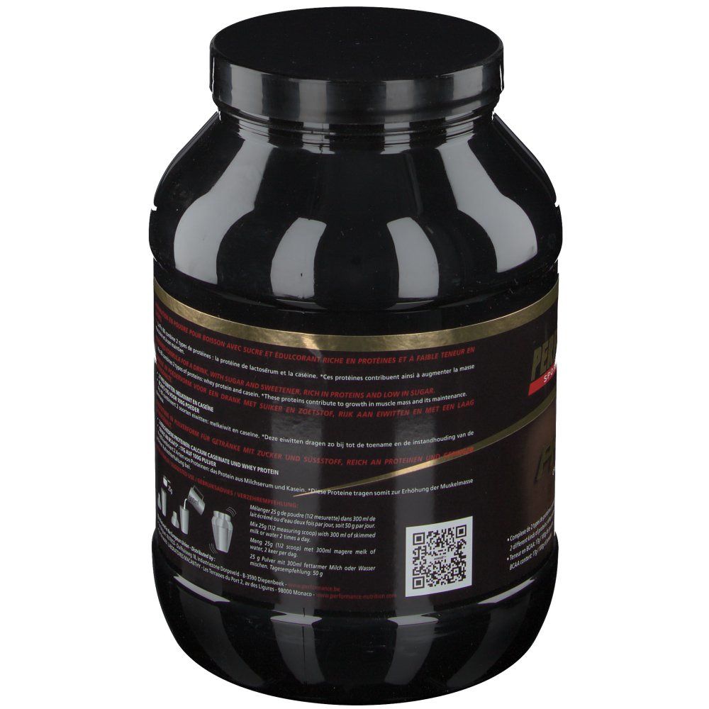 Barattolo nero, retro con testo e informazioni nutrizionali. Scritta dorata.