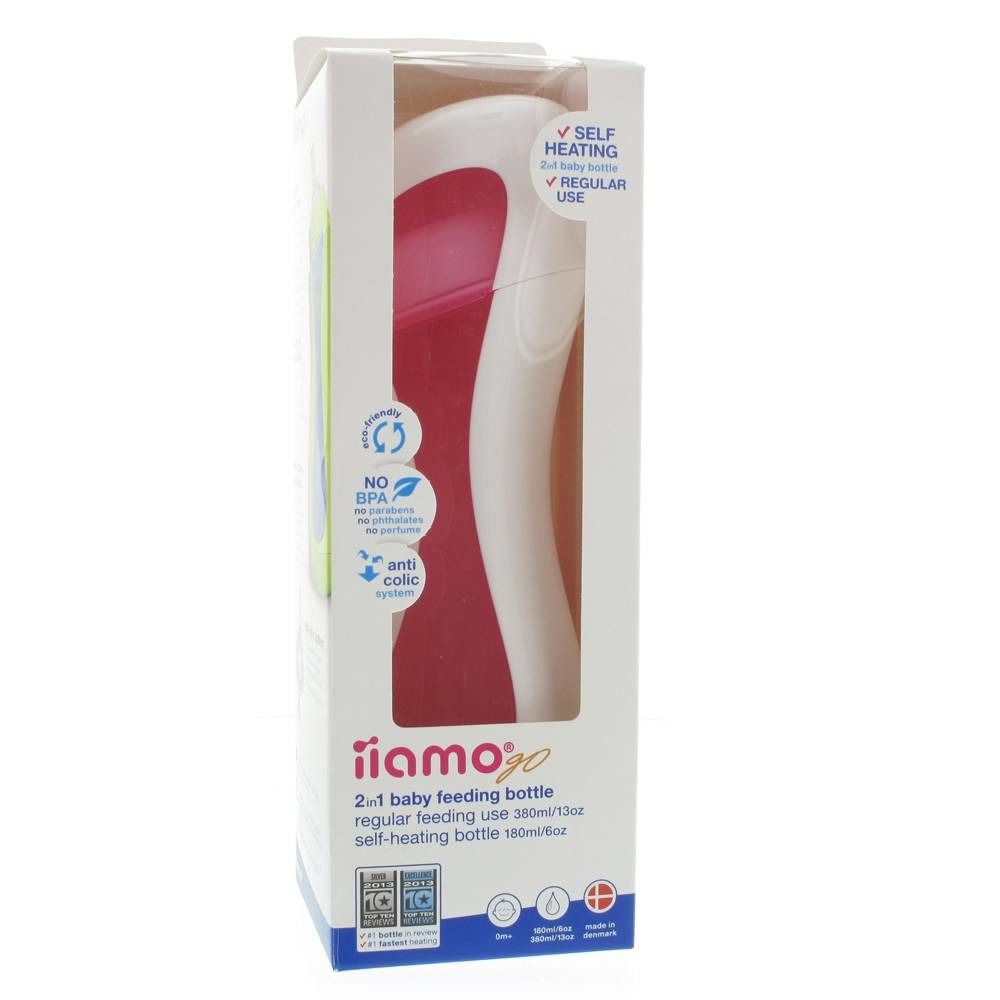 iiamo Go Self-Heating Baby Bottle White/Pink