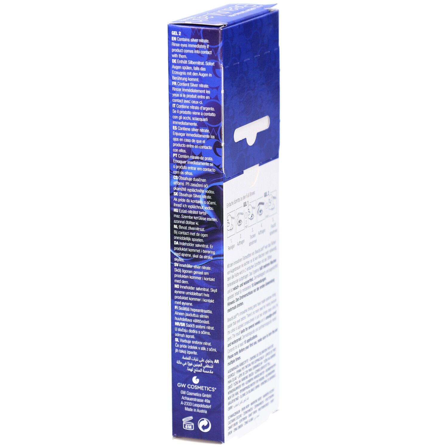 RefectoCil BeautyLash TWO GO Black Brown. Confezione, vista dettagliata con testo.
