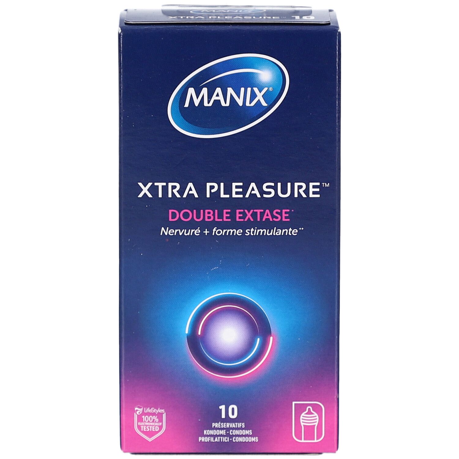 Preservativi Manix Xtra Pleasure Double Extase, 10 pezzi.