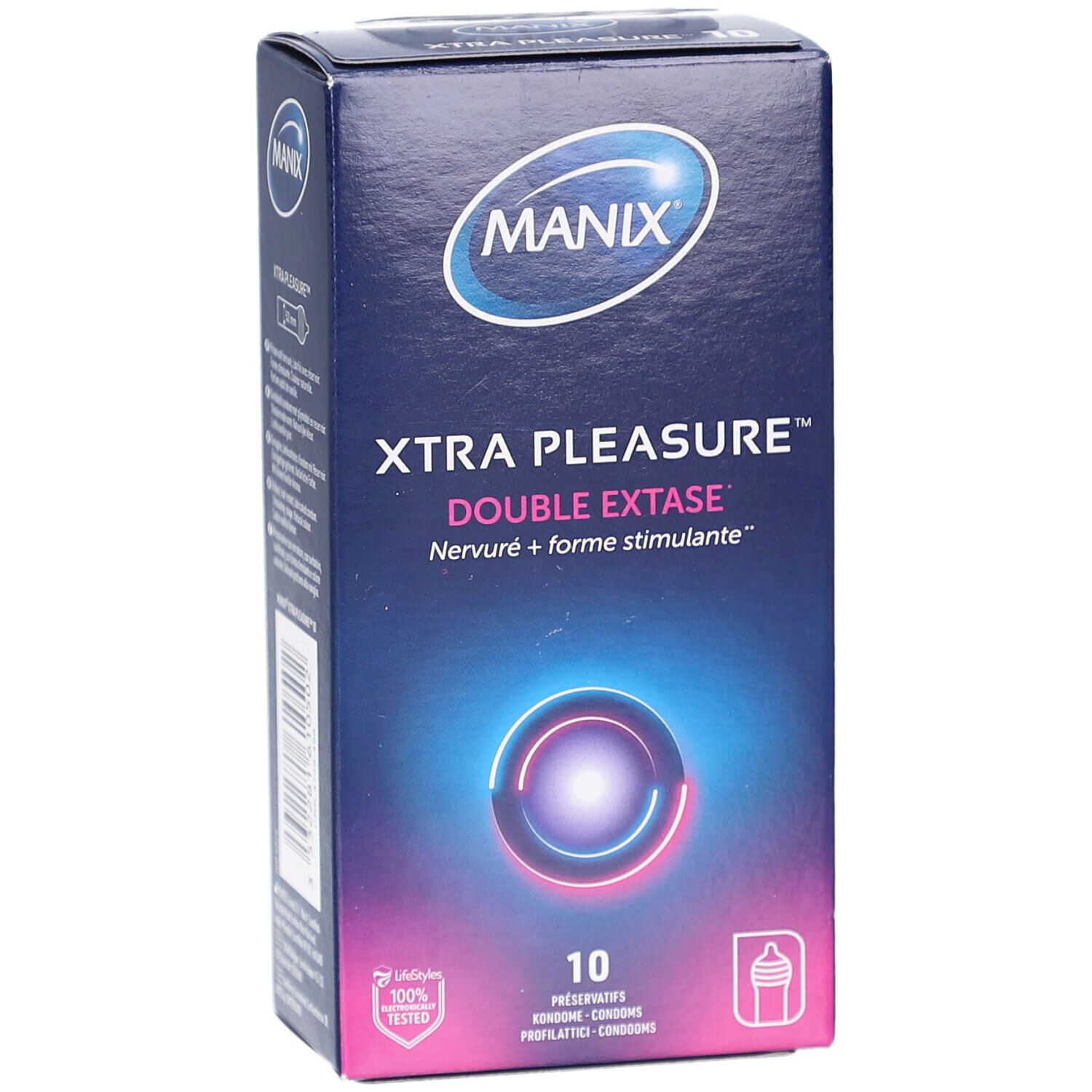 Preservativi Manix Xtra Pleasure Double Extase, 10 pezzi.