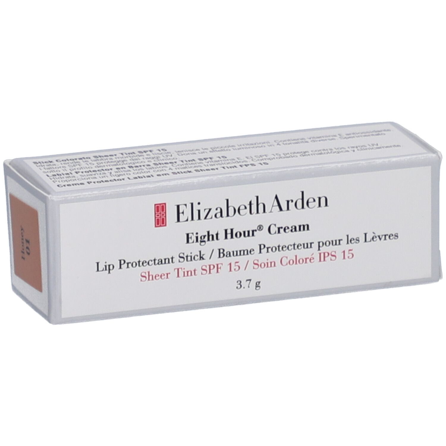 Stick protettivo labbra Elizabeth Arden. Confezione con tonalità. Informazioni.