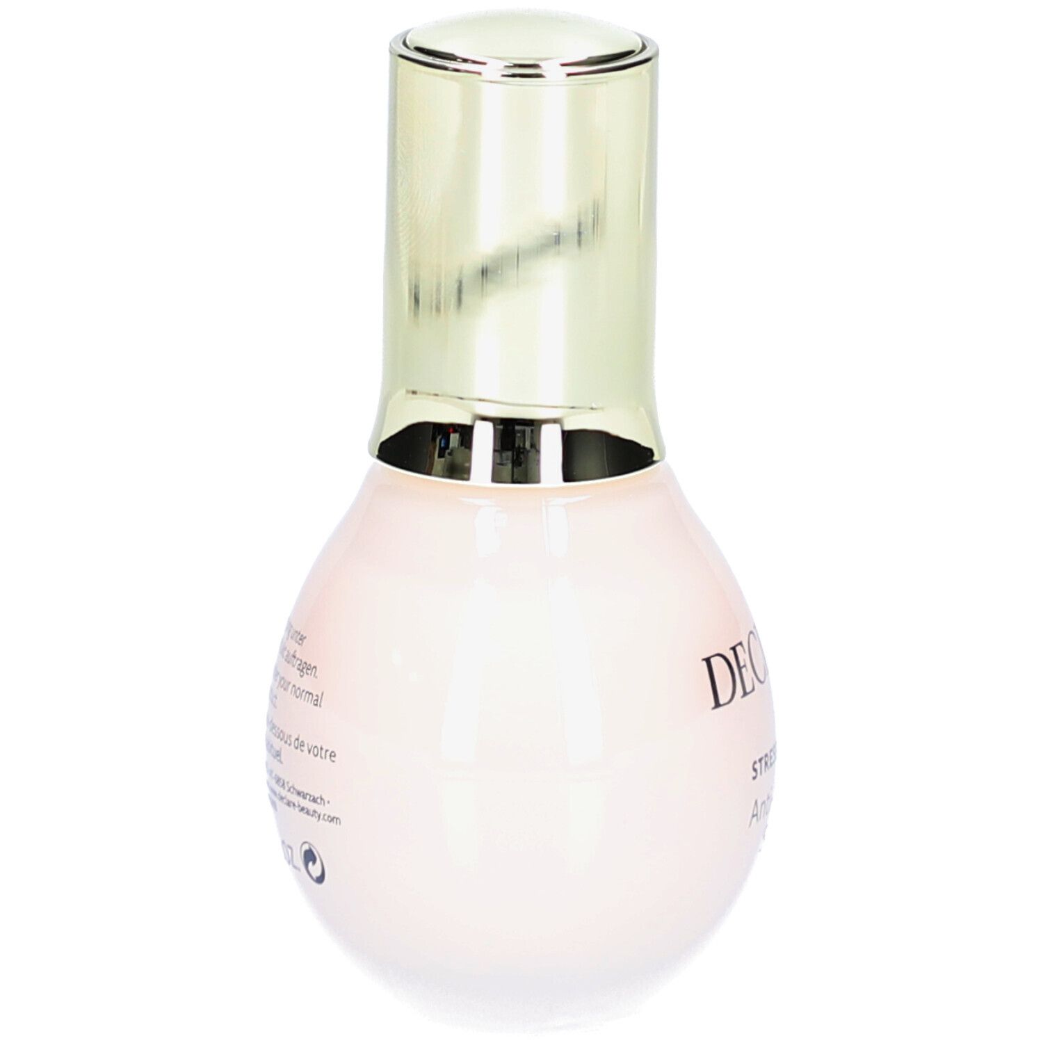 Siero Anti-Irritazione Stress Balance DECLARÉ. Flacone rosa con tappo dorato. Scritte: DECLARÉ, Stress Balance, Anti-Irritation Serum.