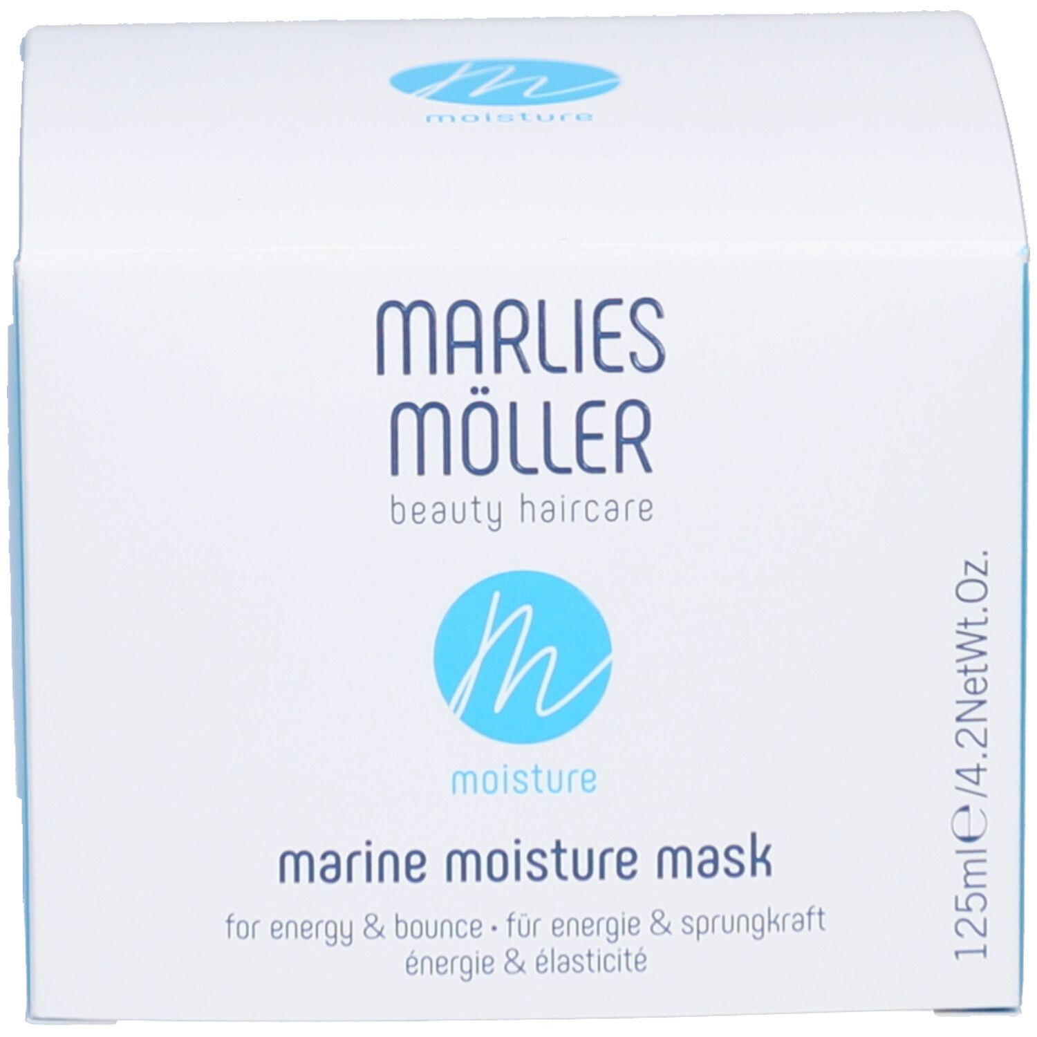 Vaso bianco e confezione. Marlies Möller Marine Moisture Mask.