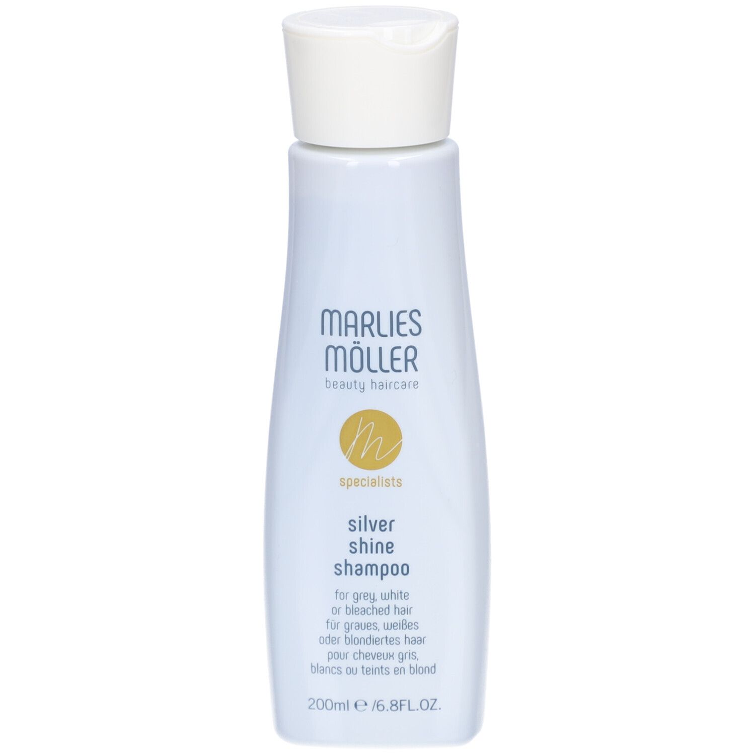 Shampoo bianco Marlies Möller. Silver Shine Shampoo per capelli grigi, bianchi o decolorati. 200ml.