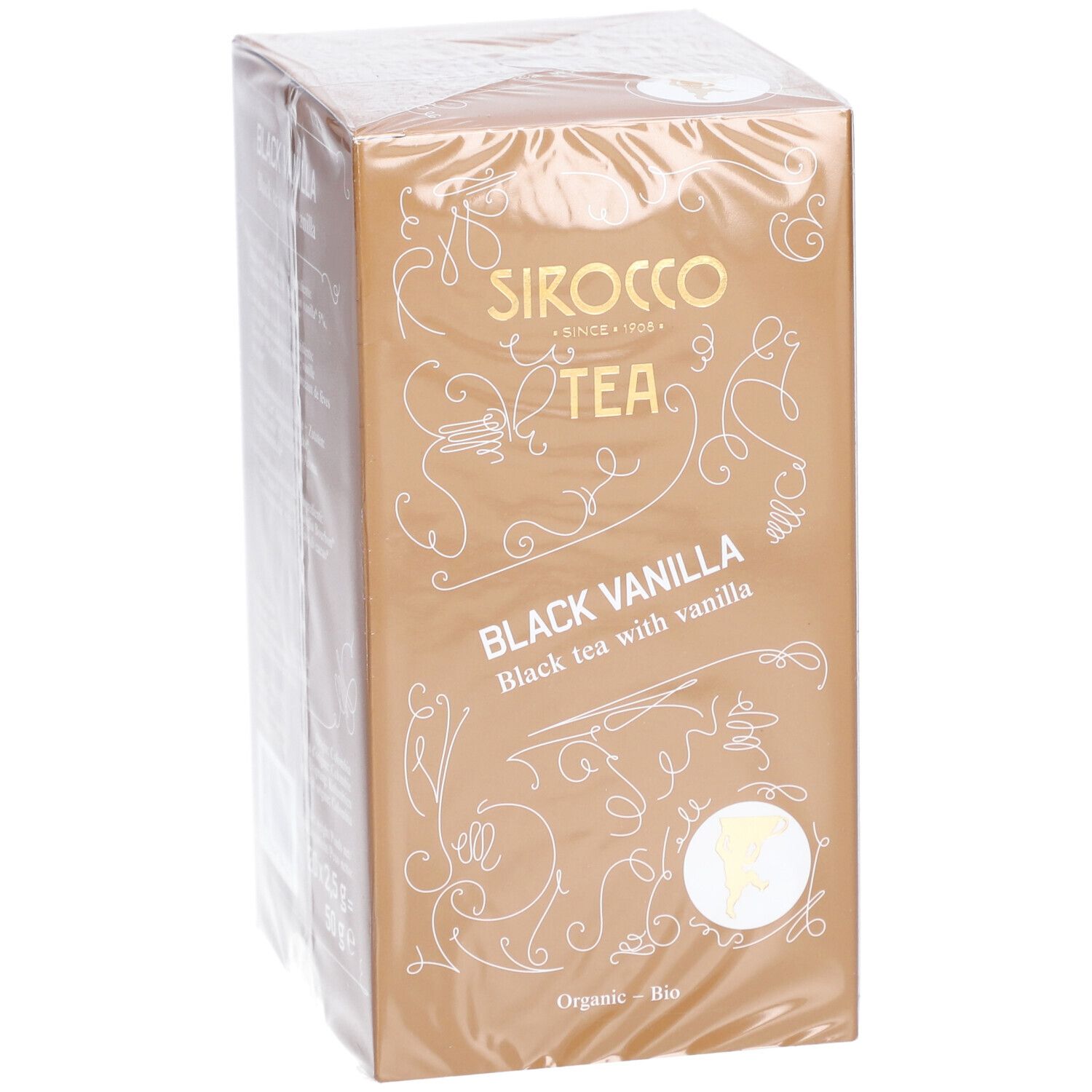 Confezione Sirocco Black Vanilla. Marrone, con logo e nome del prodotto. Confezionata.