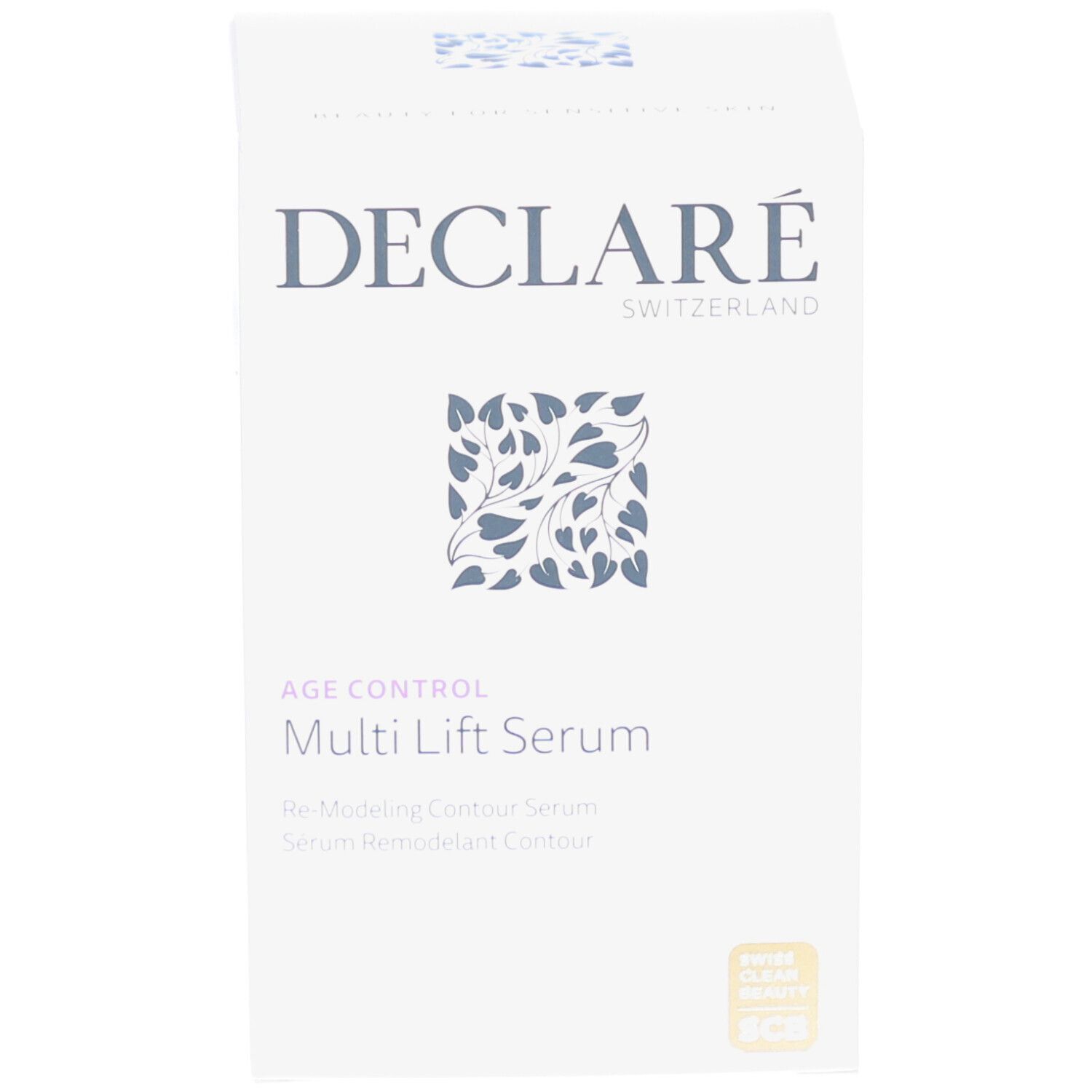 Confezione del prodotto. Scritta: DECLARÉ, AGE CONTROL, Multi Lift Serum.