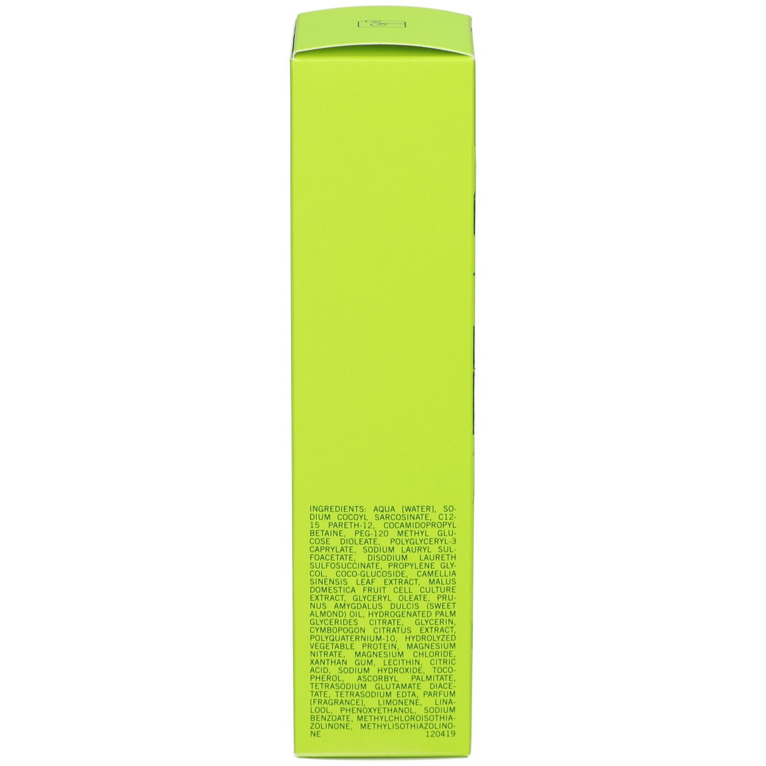 Scatola verde. Testo con ingredienti.