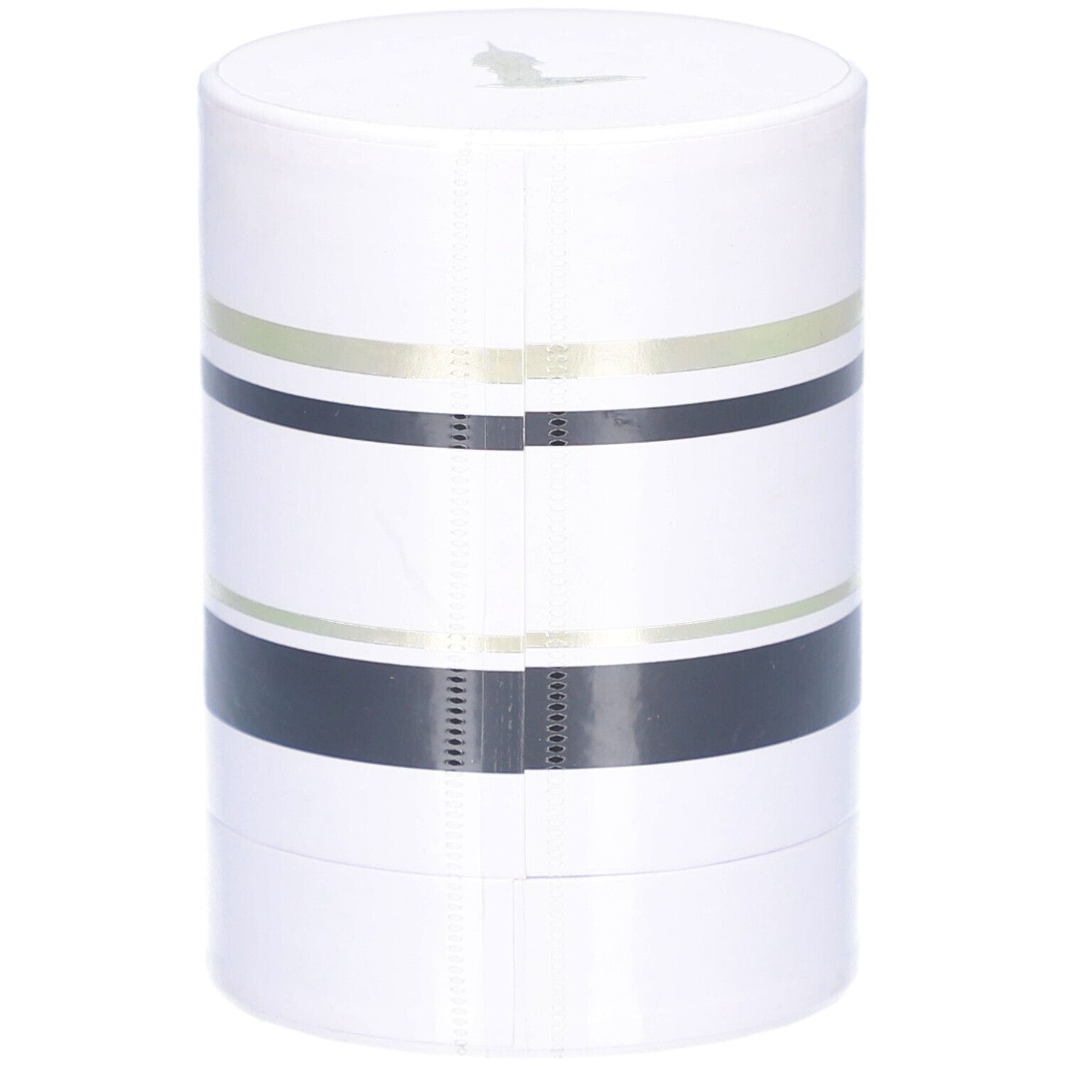 Confezione cilindrica bianca con strisce nere e dorate. Scritta: TRUSSARDI PURE JASMINE. 30ml.