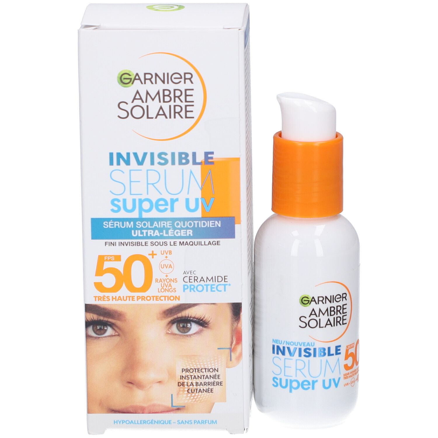 Siero Garnier con fattore di protezione solare 50+, protezione UVA e UVB, per tutti i tipi di pelle