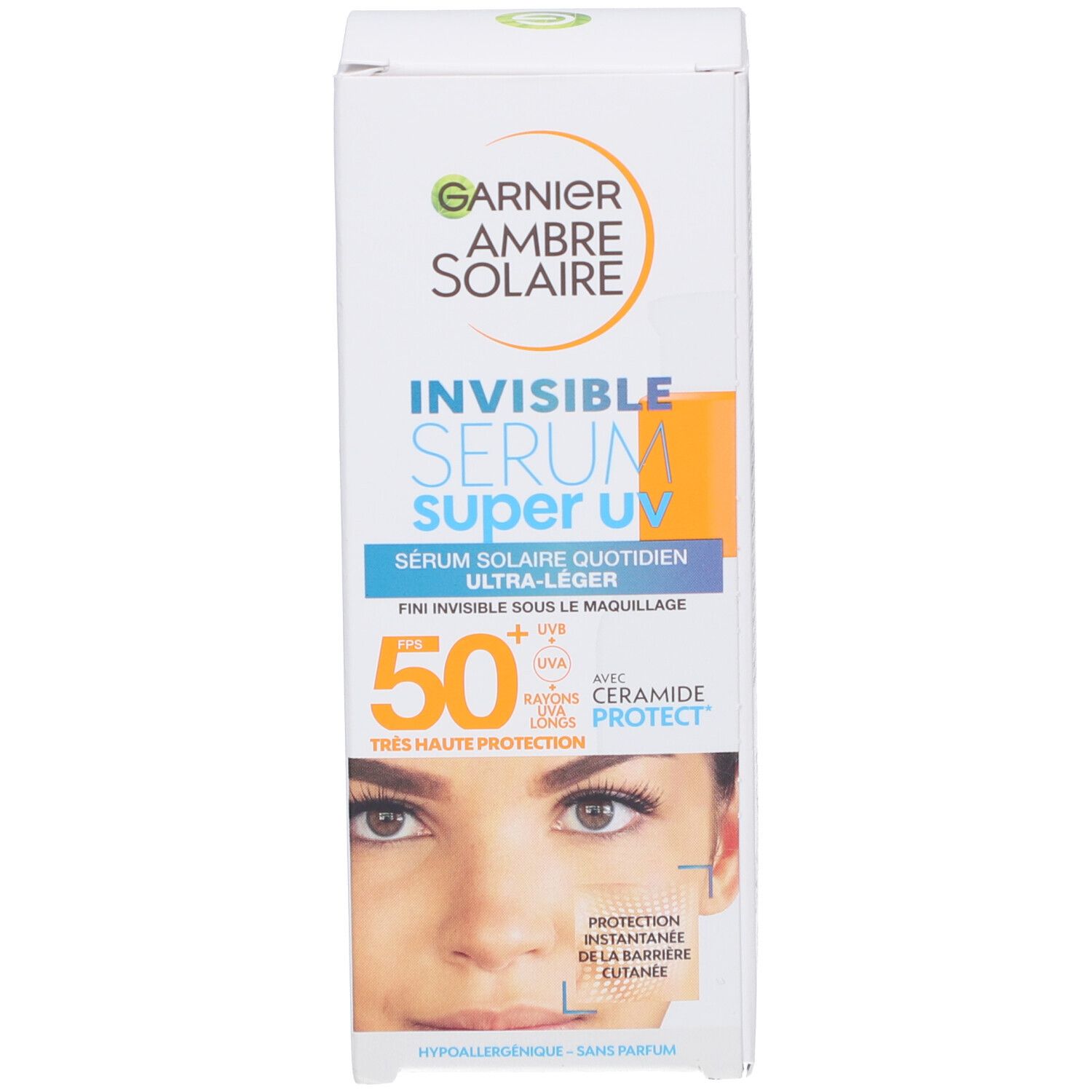 Siero Garnier con fattore di protezione solare 50+, protezione UVA e UVB, per tutti i tipi di pelle
