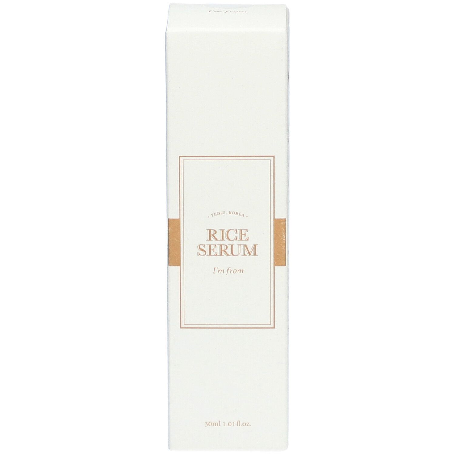 Confezione bianca con stampa. Contiene « Rice Serum » e « I'm from ». 30 ml.