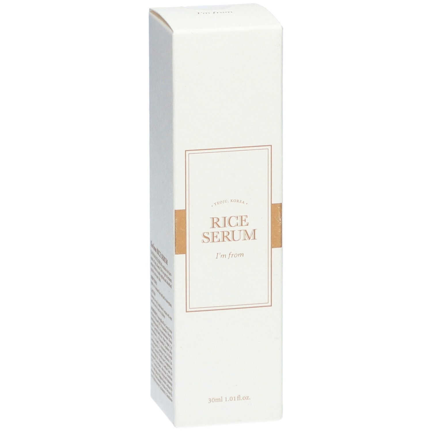 Confezione bianca con stampa. Contiene « Rice Serum » e « I'm from ». 30 ml.
