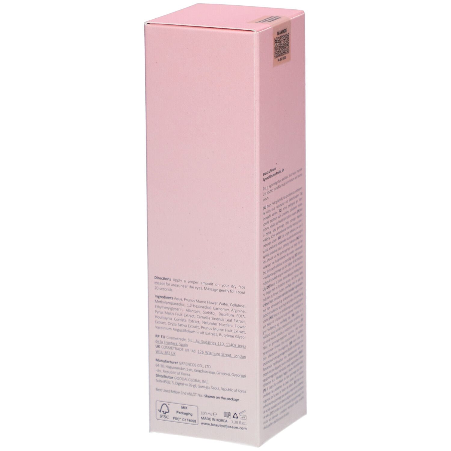 Confezione rosa con logo e testo asiatico. Nome del prodotto e marchio Beauty of Joseon visibili.
