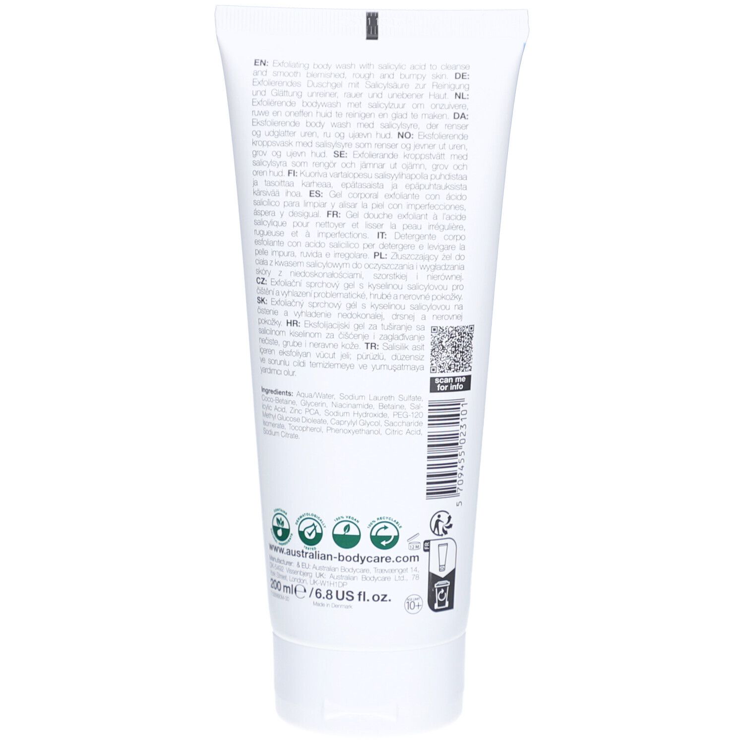Tubo bianco con stampa, 200 ml.
