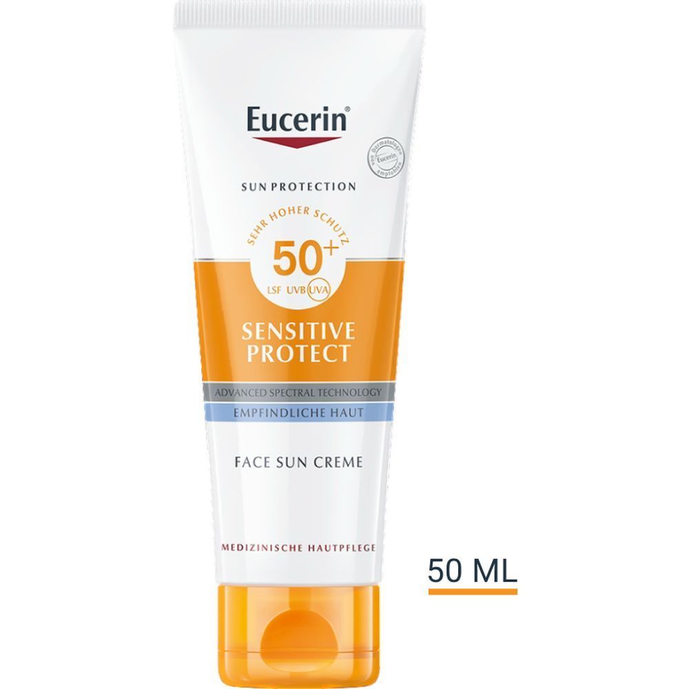 Tubo Eucerin Sensitive Protect Face Sun Creme LSF 50+. 50 ml.