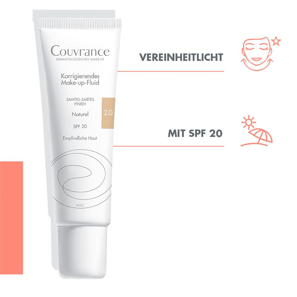 Couvrance Fluido correttore make-up, tonalità 2.0 Naturel, SPF 20.