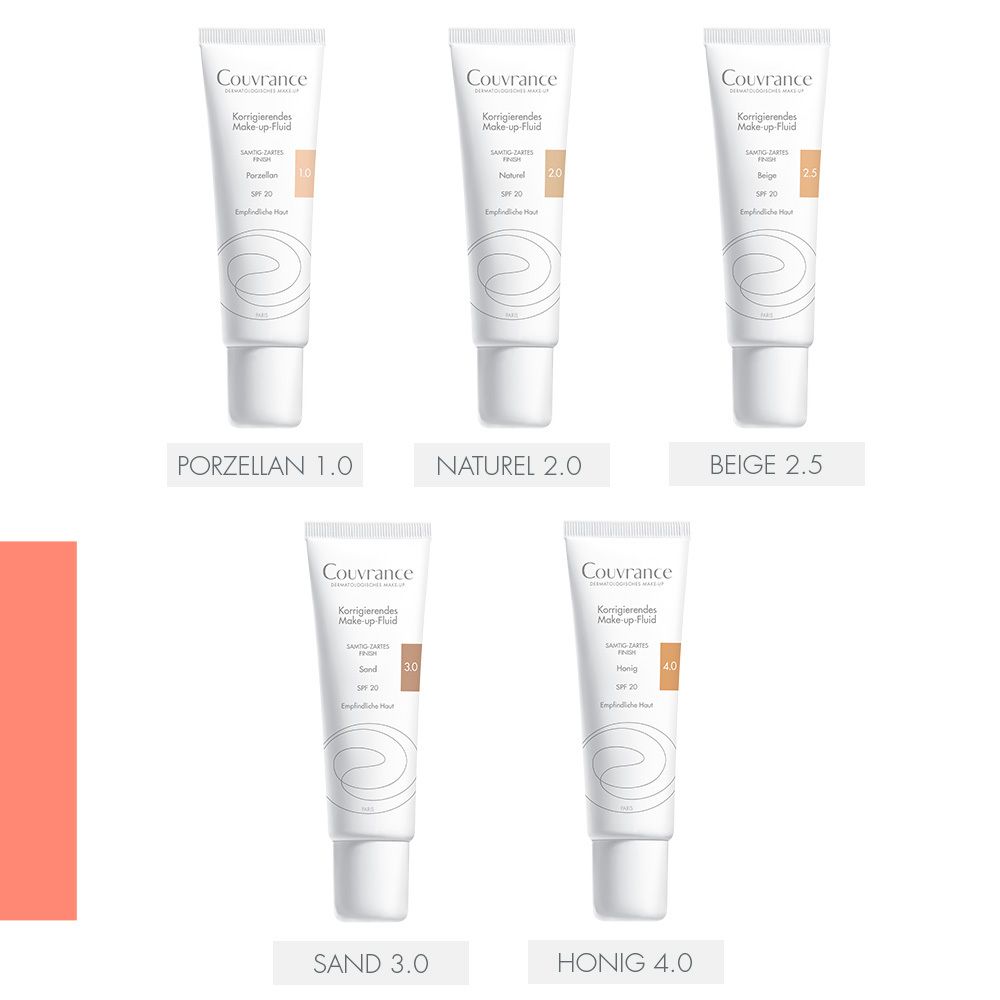 Fluido trucco Couvrance, tonalità Porcellana 1.0, con SPF 50.