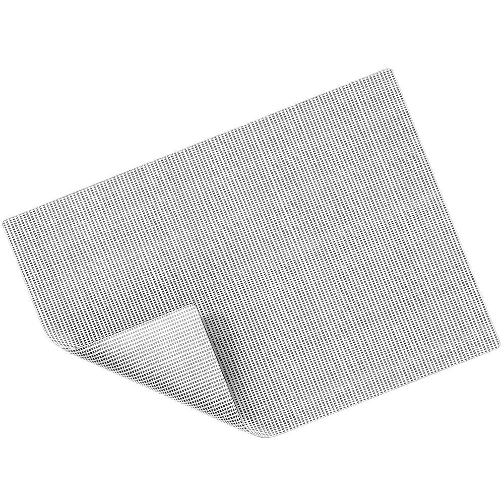 Compressa medicata quadrata bianca, angolo arrotondato. Tessuto a trama.