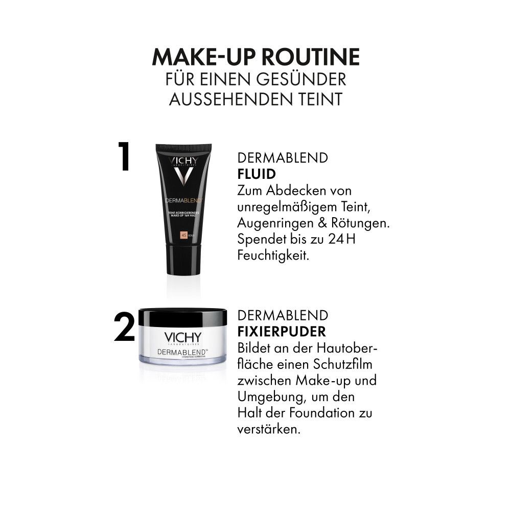 Vichy Dermablend fondotinta fluido e cipria fissante.